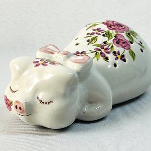 Avon Vintage Potpourri Ceramic Pig Floral Hand Painted Sachet Holder Brazil 1978